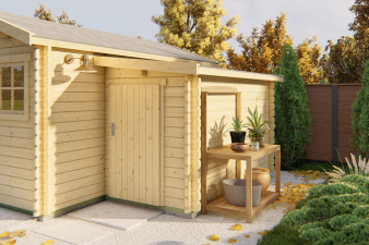Blokhut Aanbouw 28 mm - Red class wood geïmpregneerd