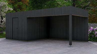 Poolhouse Trendy 300x300 cm + luifel 400 cm - exterieur zwart gecoat