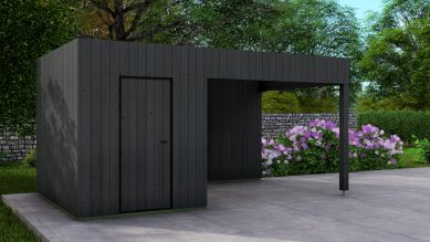 Poolhouse Trendy 300x300 cm + luifel 400 cm - compleet zwart gecoat
