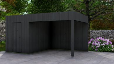 Poolhouse Trendy 200x300 cm + luifel 300 cm - compleet zwart gecoat