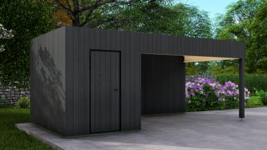 Poolhouse Trendy 200x300 cm + luifel 400 cm - exterieur zwart gecoat