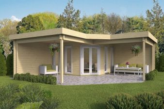 Blokhut Bridgend met overkapping 380+298x380+298 cm