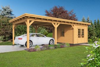 Overkapping plat dak Red Class Wood Odense type 7 XXL 943 x 450 - Blanke wanden