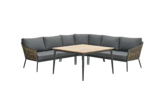 Garden Impressions lounge/dining set Bali 4-delig carbon black/natural rotan/mystic grey