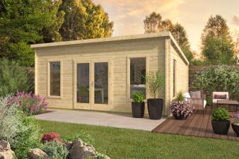 Tuindeco Calpe Blokhut 595x500 cm 44 mm vuren honinggeel geïmpregneerd