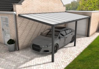 Carport Velvetline antraciet - Polycarbonaat dak - 350x700 cm