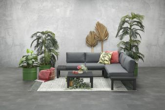 Loungeset Adelaide 4-delig carbon black / mystic grey