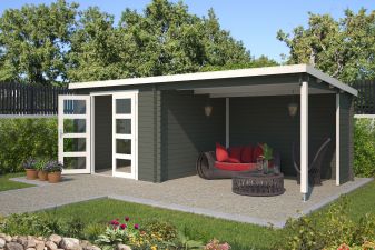 Blokhut Manuel 600x275 cm - Green Grey-Wit gecoat main