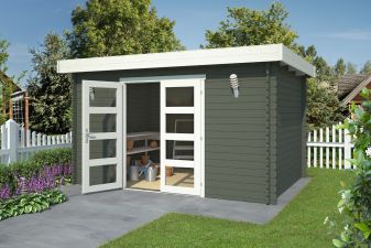 Blokhut Mikkel 380x275 cm - Green Grey-Wit gecoat main