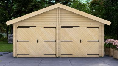 Dubbele garage 44 mm - 595x595 cm - onbehandeld