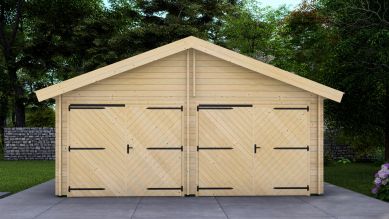 Dubbele garage 44 mm - 595x800 cm - onbehandeld