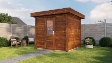 Lugarde Select Modern tuinhuis Garderen 250x250cm - Bruine olie