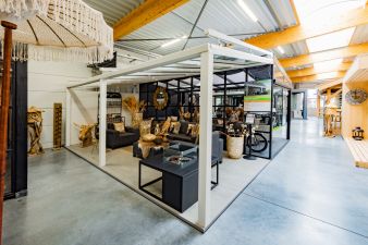 Greenline veranda 600x300 cm - glasdak - incl. rabatwand wit, spie polycarbonaat, bovendakzonwering en led-spots - Waarschoot