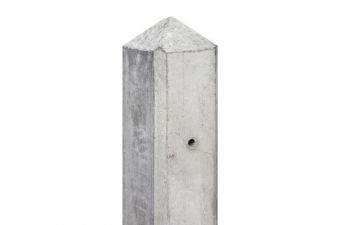 Betonpaal wit/grijs met diamant kop 10x10x278cm met kabeldoorvoer voor schermen 180cm hoog
