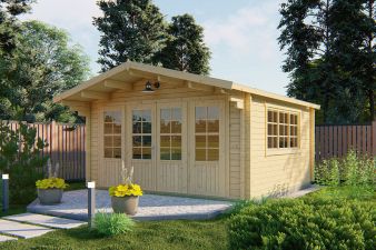 Blokhut Blackpool 440x340 cm + luifel 90 cm - Red class wood geïmpregneerd