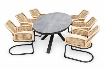 Tuinset Breeze met ovale tafel en 6 swingstoelen