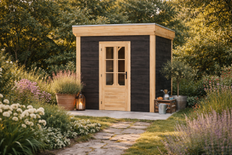 Blokhut Spijk 250x300 cm Douglas blank met vuren rabat wanden (incl. EPDM)