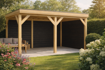 Overkapping Bodegraven 500x340 cm Douglas blank met vuren rabat wanden (incl. EPDM)