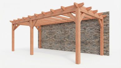 Bouwpakket aanbouwveranda 709x326 cm links fijnbezaagd Douglas