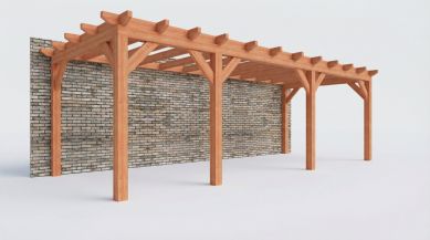 Bouwpakket aanbouwveranda 815x326 cm links fijnbezaagd Douglas