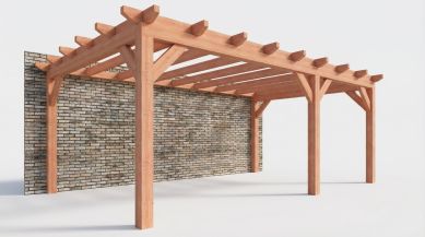 Bouwpakket aanbouwveranda 701,5x390,5 cm rechts fijnbezaagd Douglas