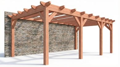 Bouwpakket aanbouwveranda 709x390,5 cm links fijnbezaagd Douglas