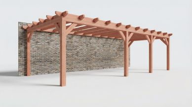 Bouwpakket aanbouwveranda 886,5x390,5 cm links fijnbezaagd Douglas