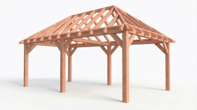 Bouwpakket schilddak 701,5x410,5 cm fijnbezaagd Douglas