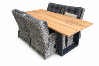 Showmodel tuinset teakhout met 4 verstelbare stoelen