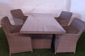 Dinnerset Kaapstad wicker tafel + 4 stoelen - SALE02012