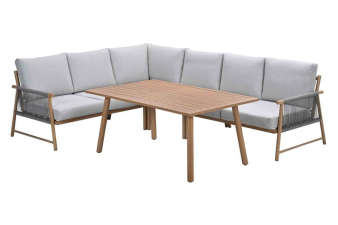Garden Impressions lounge/dining set Bahama 5-delig teaklook/taupe/valley sand