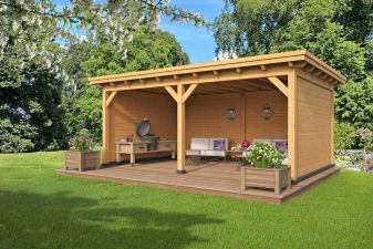 Overkapping Plat Dak Odense XL Type 4 Red Class Wood 550 x 378 x 266,3 cm - Blanke Wanden