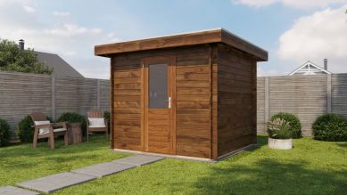 Lugarde Select Zwolle Blokhut 250x250 cm 28 mm vuren keteldruk bruin geïmpregneerd