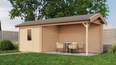 Lugarde Select Blokhut met overkapping Oldenzaal 250x250cm + 400cm - Onbehandeld
