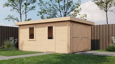 Lugarde Select Blokhut Eibergen met garagedeur 350x500cm - Onbehandeld