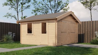 Lugarde Select Blokhut Maurik met garagedeur 400x400cm - Onbehandeld