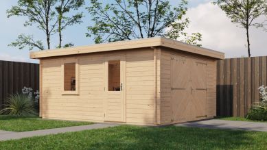 Lugarde Select Blokhut Lochem met garagedeur 400x500cm - Onbehandeld
