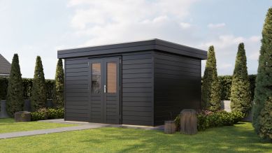 Lugarde Select Prima Heerlen tuinhuis 360x300 cm 44 mm vuren zwartgrijs gebeitst