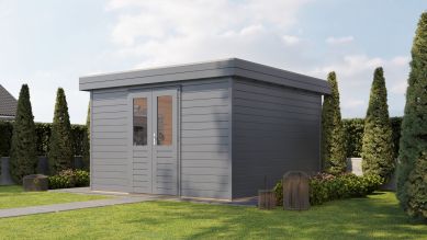 Lugarde Select Prima Helmond tuinhuis 360x360 cm 44 mm vuren grijs gebeitst