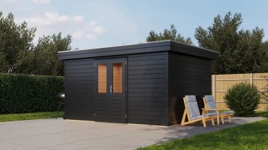 Lugarde Select Prima Hoofddorp tuinhuis 420x300 cm 44 mm vuren zwartgrijs gebeitst