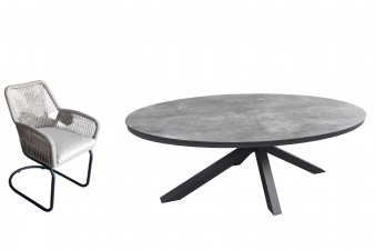 Tuinset Breeze - ovale tafel en 6 swingstoelen