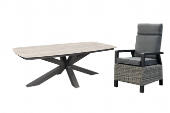 Tuinset Serono - tafel en 6 verstelbare stoelen