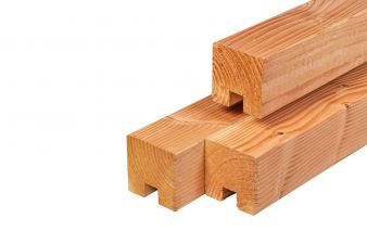 Lariks/Douglas stapelbouw eindpaal onbehandeld 11,5x11,5x300 cm