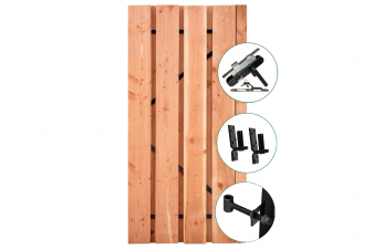 Lariks tuindeur met zwarte beslagset Privacy Meckelenburg + rvs slot 195x90 cm