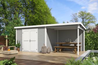 Tuinhuis Kjeld 550x250 cm - Platinum Grey-Wit gecoat