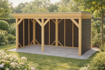 Overkapping Novo 450x250 cm Douglas met vuren rabat wanden (Incl. EPDM)