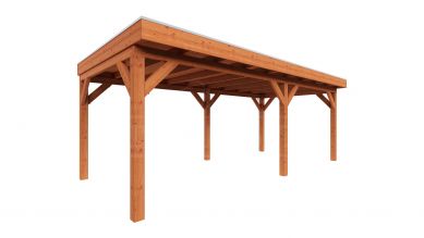 Trendhout plat dak traditioneel overkapping 670x335x260 cm geschaafd Douglashout - zaag- en bouwpakket