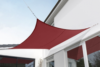 1 stuk beschikbaar: Schaduwdoek vierkant 500x500 cm - Bordeaux - SALE006
